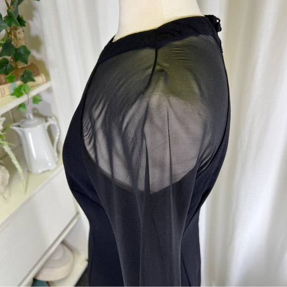 Vintage Carolyne Roehm Black Sheer Sleeved Cocktail Dress - Picture 15 of 16